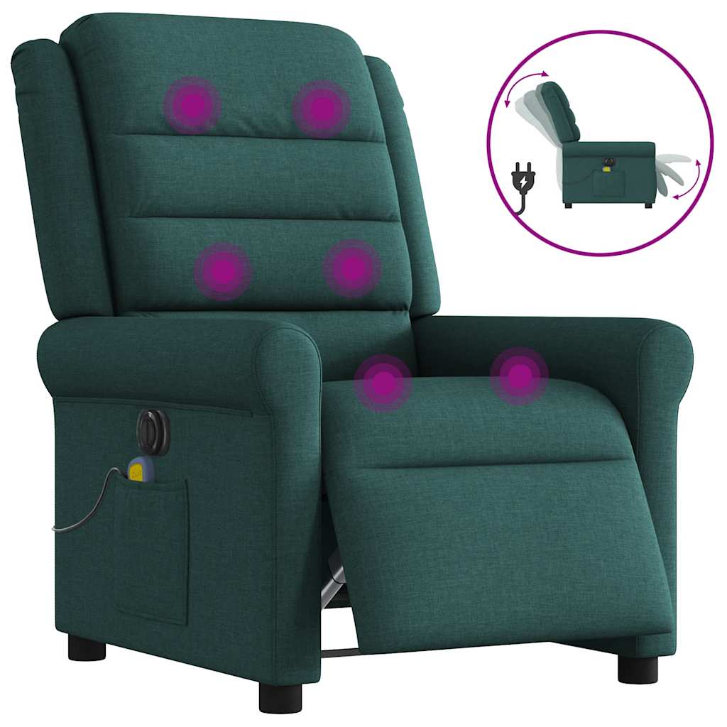 Massagestoel elektrisch verstelbaar stof donkergroen