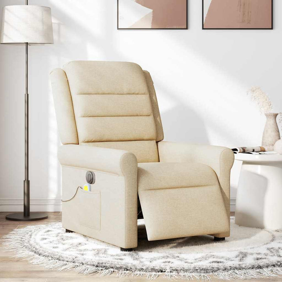 Massagestoel elektrisch verstelbaar stof crèmekleurig