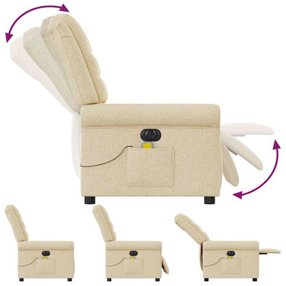 Massagestoel elektrisch verstelbaar stof crèmekleurig