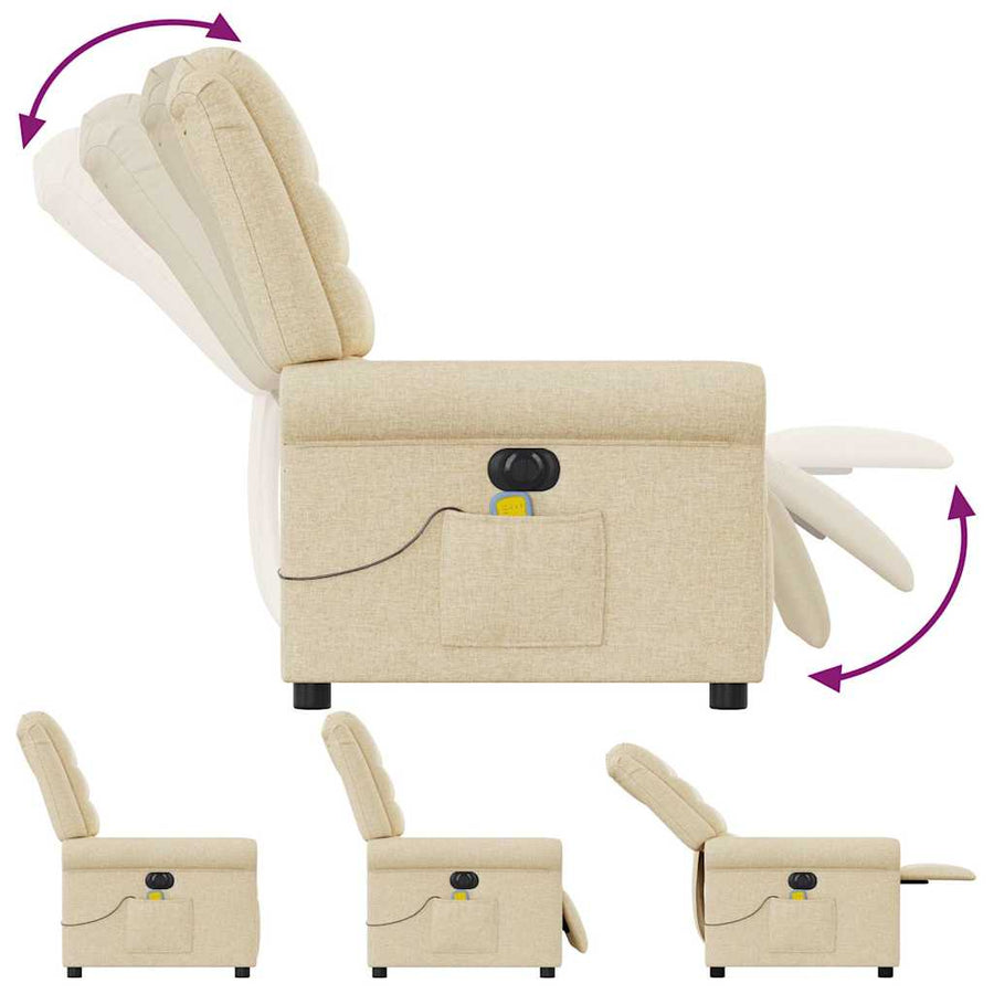 Massagestoel elektrisch verstelbaar stof crèmekleurig