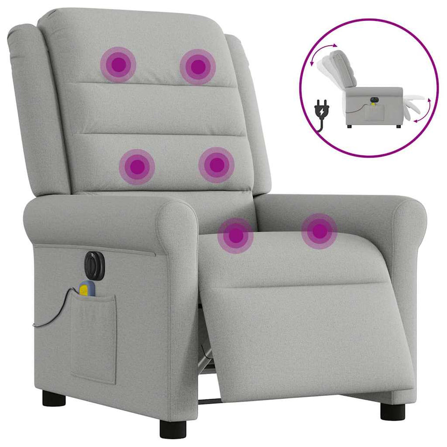Massagestoel elektrisch verstelbaar stof wolk grijs