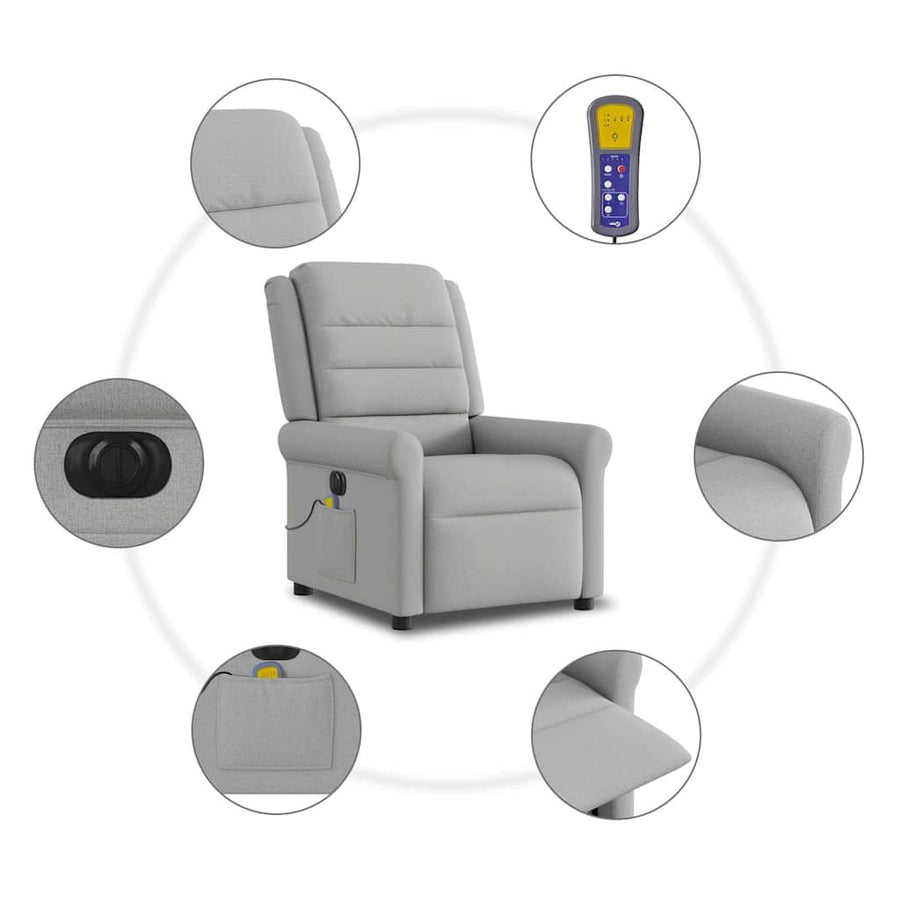 Massagestoel elektrisch verstelbaar stof wolk grijs