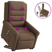 Lift-recliner massage chair adjustable fabric brown