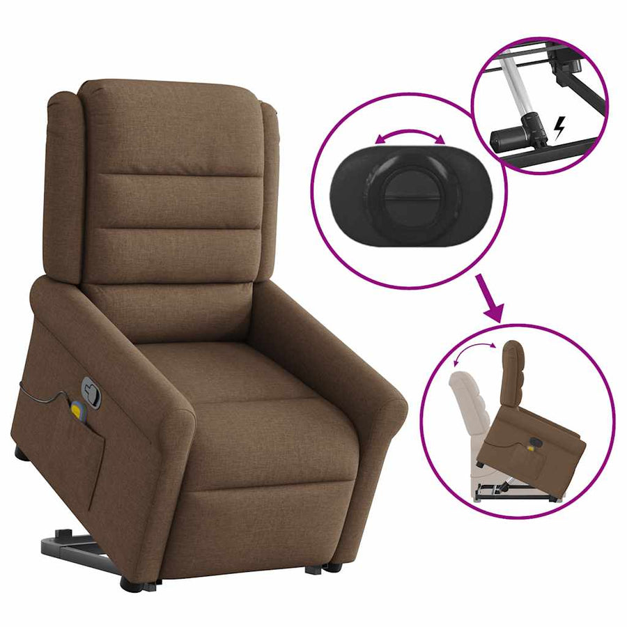 Sta-Op-Massagestoel Verstelbaar Stof Bruin 1 Ja