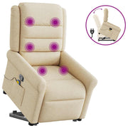Reclining massage chair adjustable fabric cream