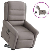 Rise-and-recline armchair electric adjustable fabric taupe