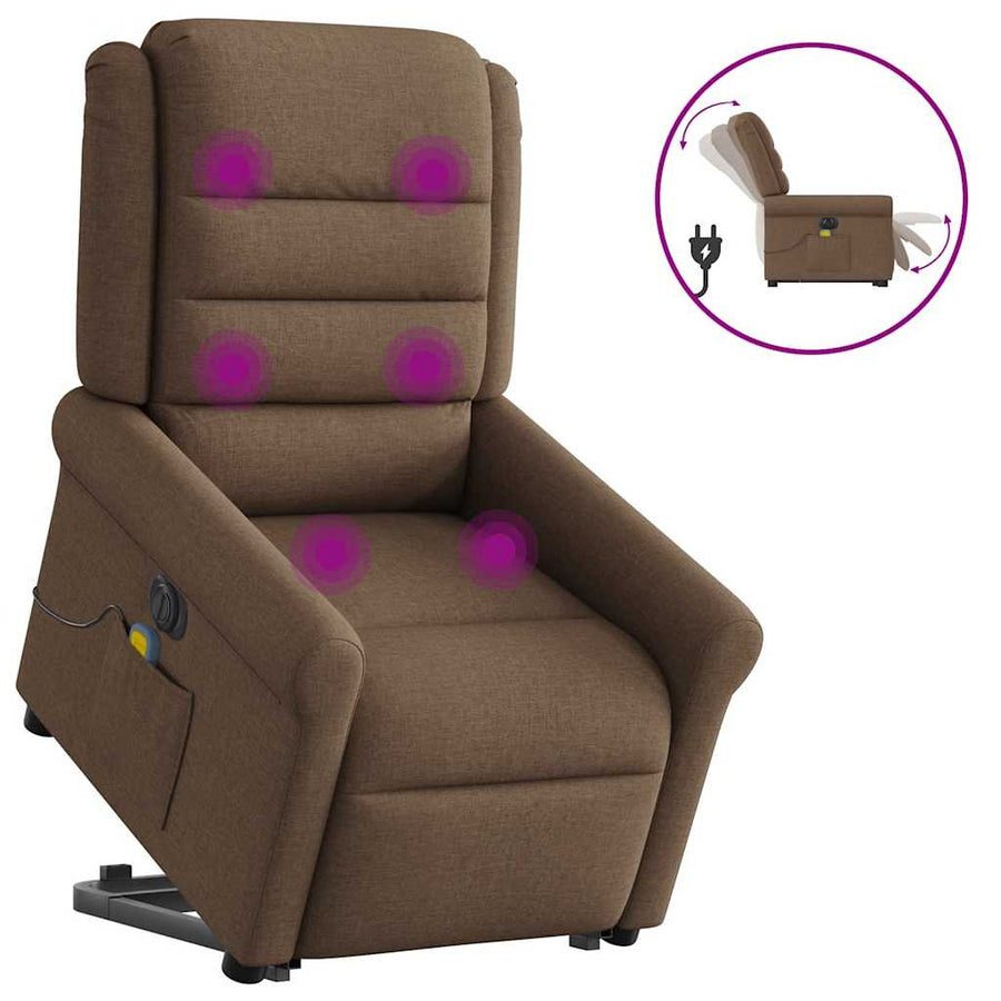 Sta-Op-Massagestoel Stof Bruin Ja Elektrisch verstelbaar