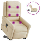 Recliner Massage Chair Electric Adjustable Fabric Cream