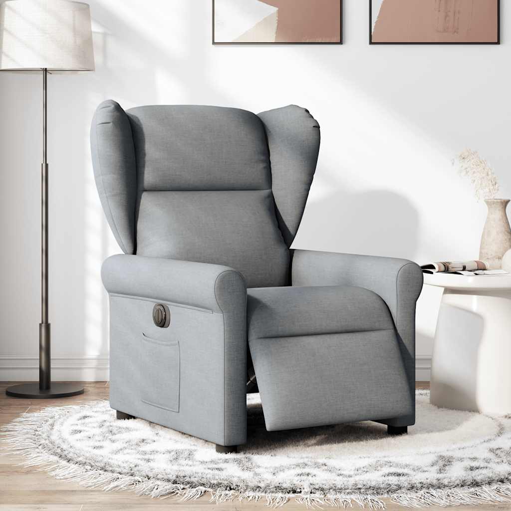 Fauteuil elektrisch verstelbaar stof lichtgrijs