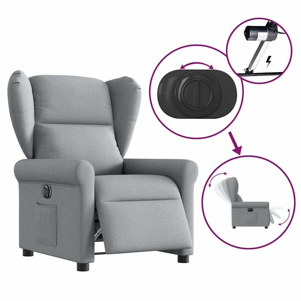 Fauteuil elektrisch verstelbaar stof lichtgrijs
