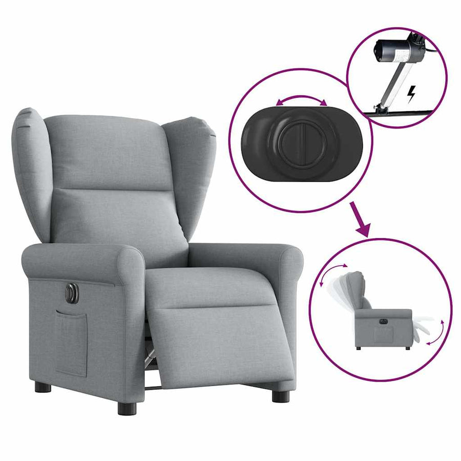 Fauteuil elektrisch verstelbaar stof lichtgrijs