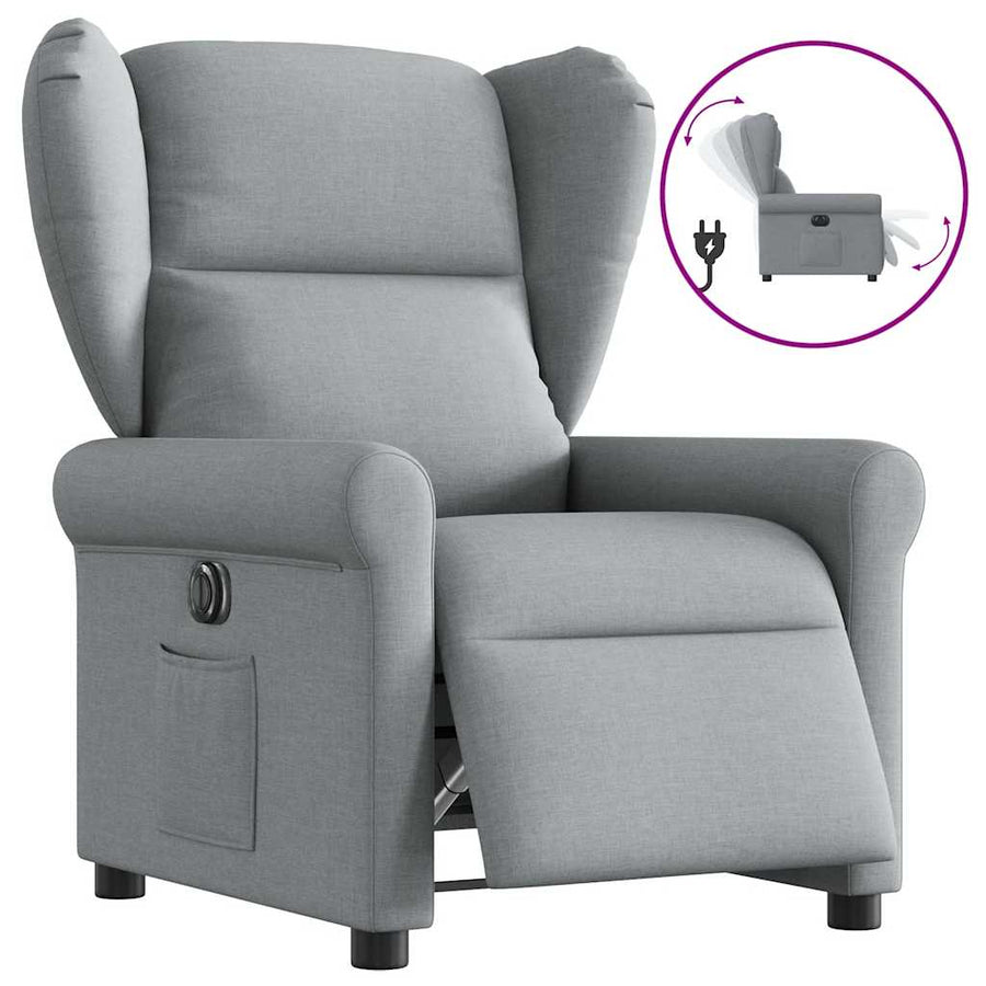 Fauteuil elektrisch verstelbaar stof lichtgrijs