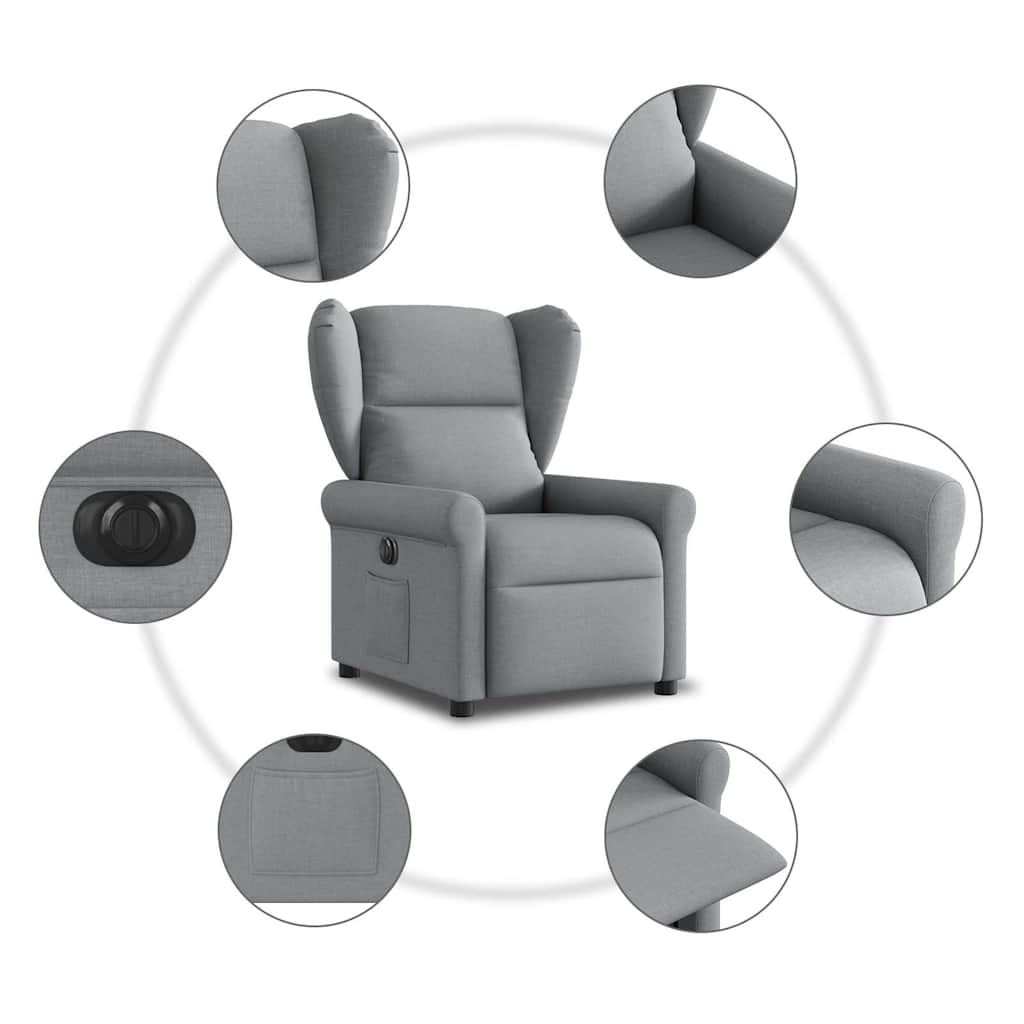 Fauteuil elektrisch verstelbaar stof lichtgrijs