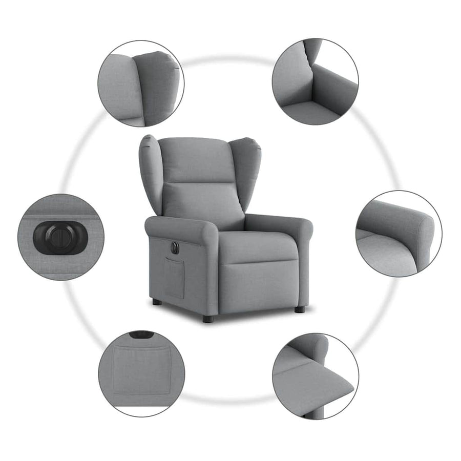 Fauteuil elektrisch verstelbaar stof lichtgrijs