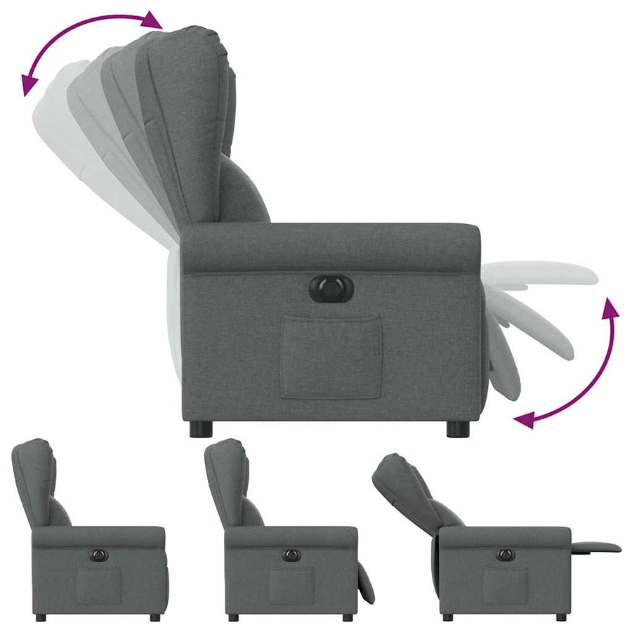 Fauteuil elektrisch verstelbaar stof donkergrijs