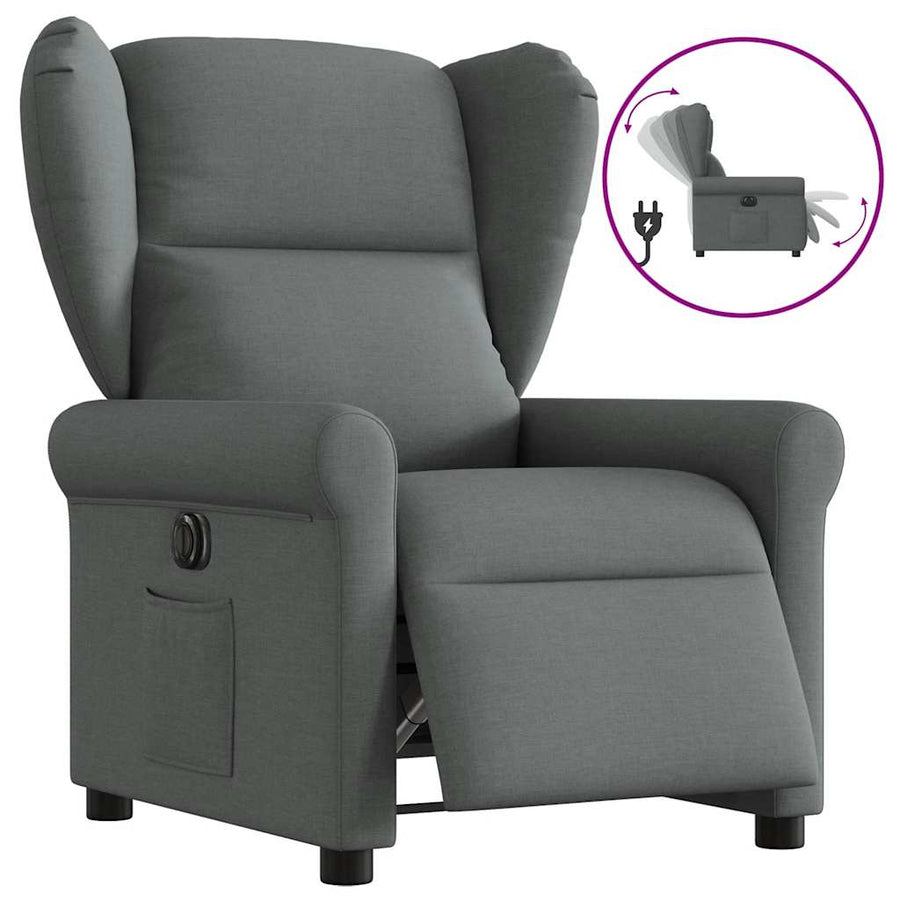 Fauteuil elektrisch verstelbaar stof donkergrijs