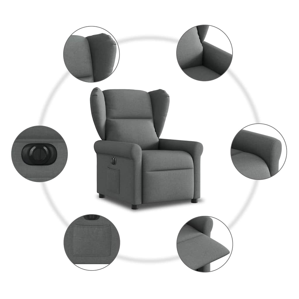 Fauteuil elektrisch verstelbaar stof donkergrijs