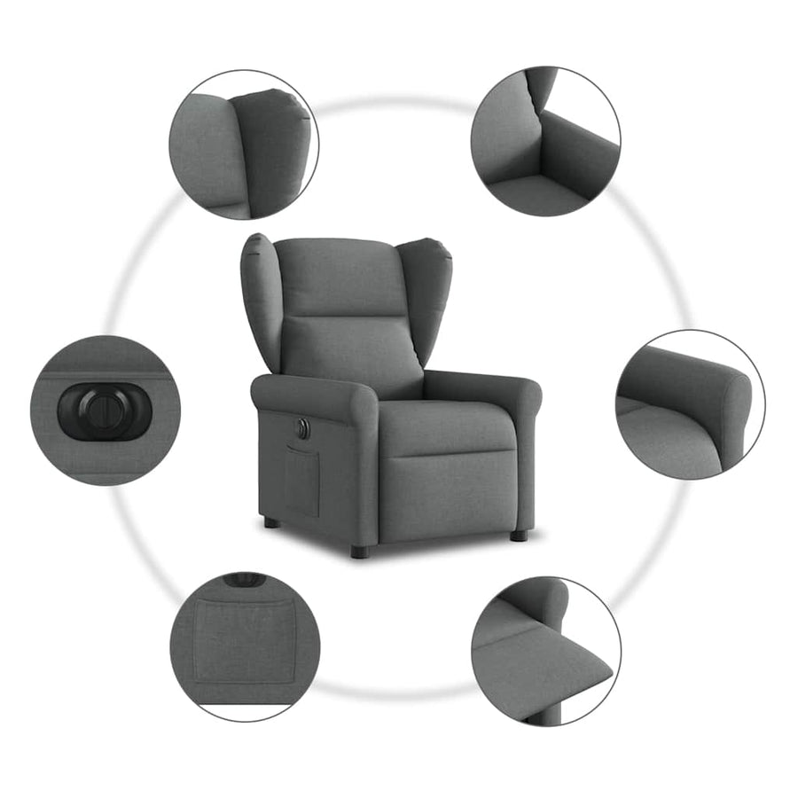 Fauteuil elektrisch verstelbaar stof donkergrijs