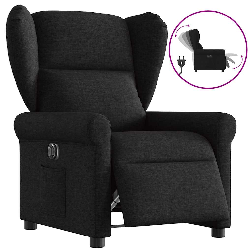Fauteuil verstelbaar elektrisch stof zwart