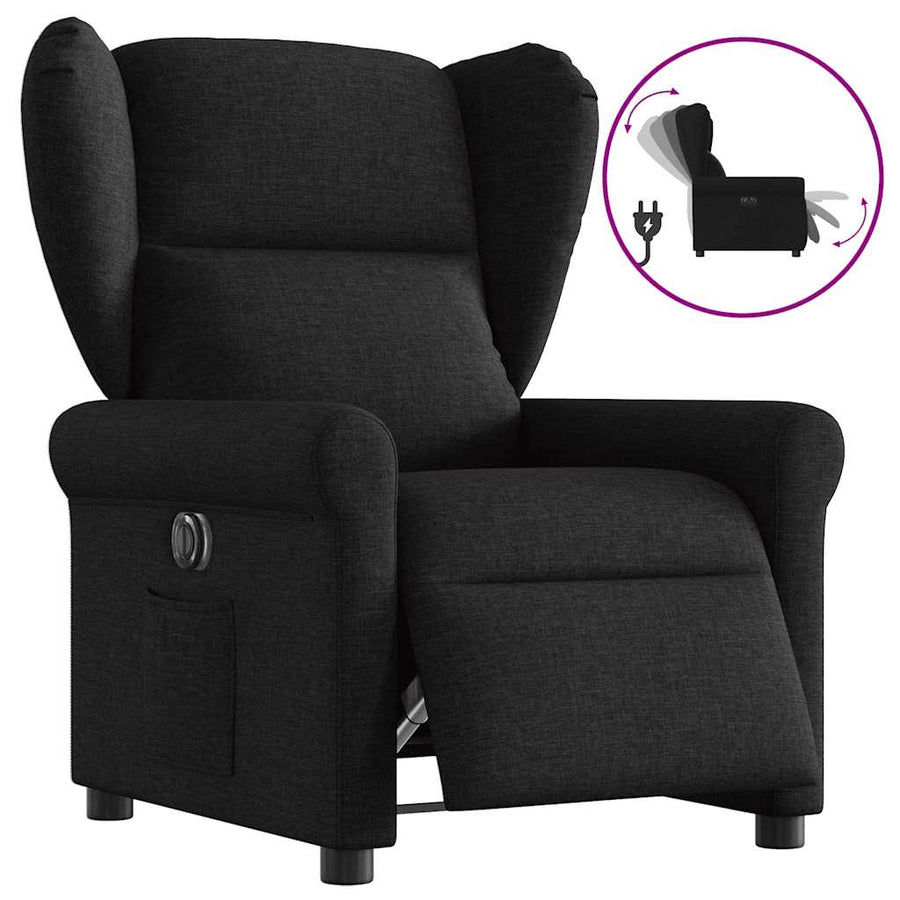 Fauteuil verstelbaar elektrisch stof zwart