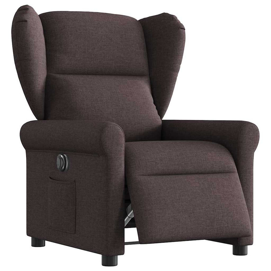 Fauteuil verstelbaar elektrisch stof donkerbruin