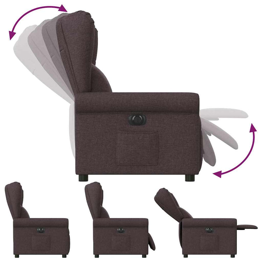 Fauteuil verstelbaar elektrisch stof donkerbruin