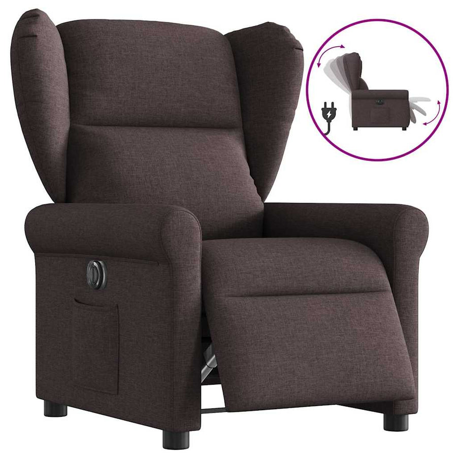 Fauteuil verstelbaar elektrisch stof donkerbruin