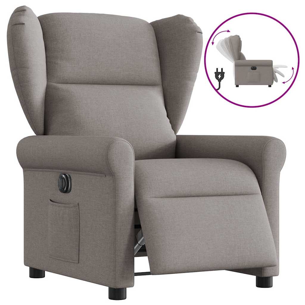 Fauteuil verstelbaar elektrisch stof taupe