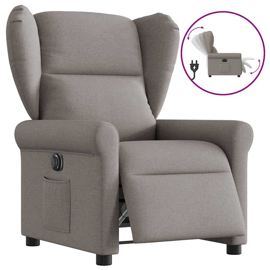 Fauteuil verstelbaar elektrisch stof taupe