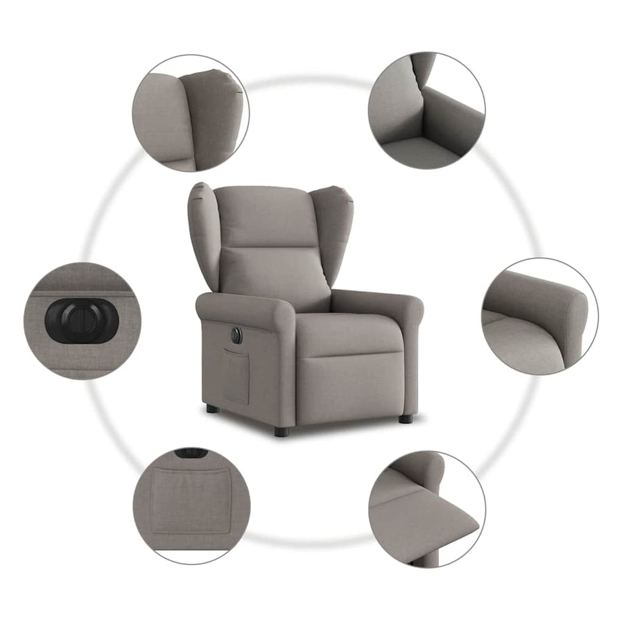 Fauteuil verstelbaar elektrisch stof taupe
