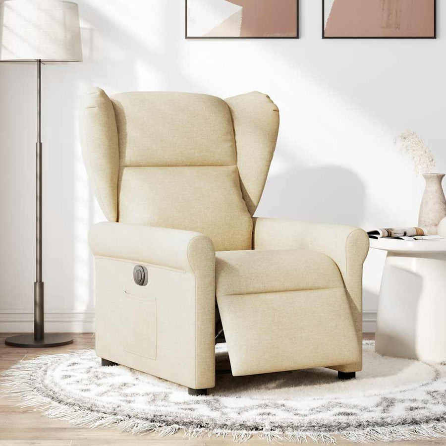 Fauteuil verstelbaar elektrisch stof crèmekleurig