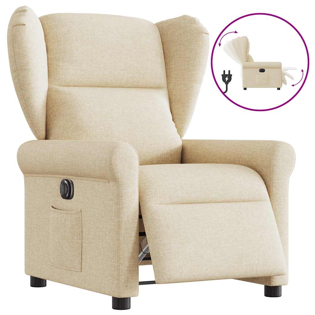 Fauteuil verstelbaar elektrisch stof crèmekleurig