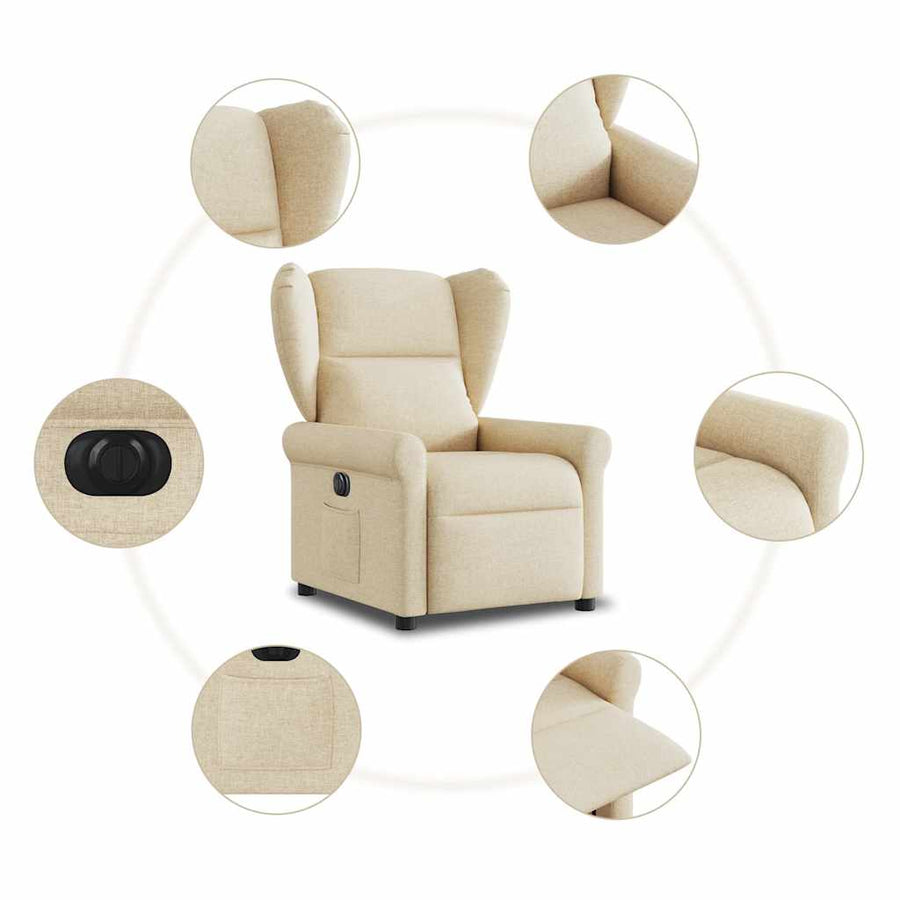 Fauteuil verstelbaar elektrisch stof crèmekleurig