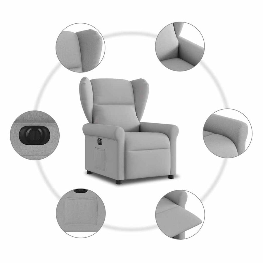 Fauteuil elektrisch verstelbaar stof wolk grijs
