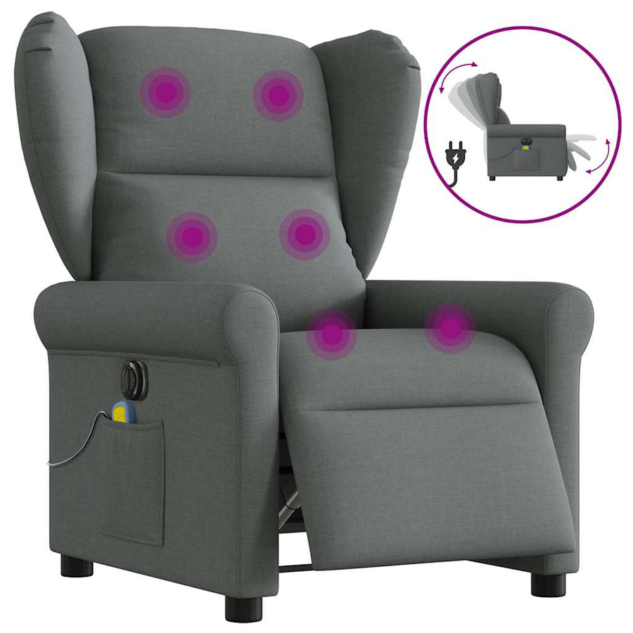 Massagestoel elektrisch verstelbaar stof donkergrijs