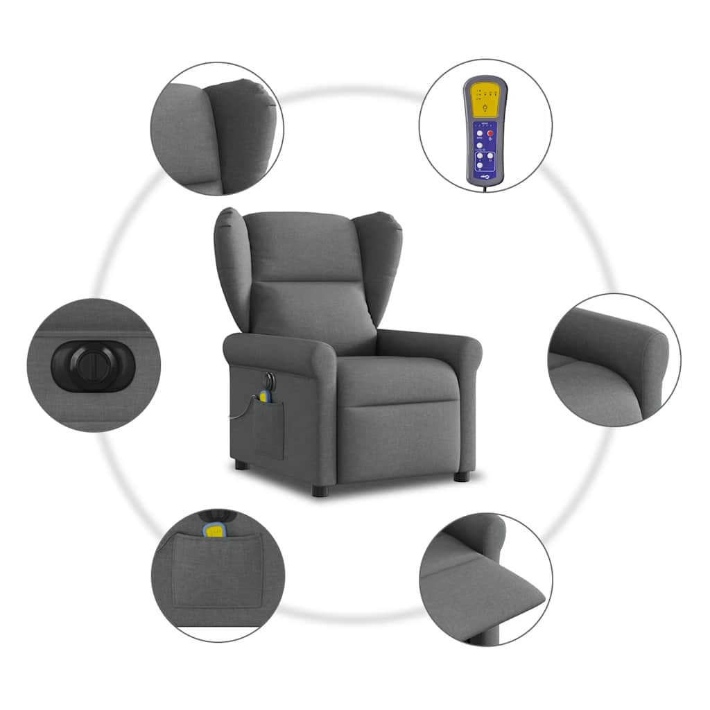 Massagestoel elektrisch verstelbaar stof donkergrijs