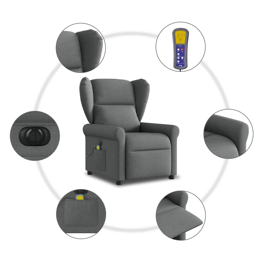 Massagestoel elektrisch verstelbaar stof donkergrijs