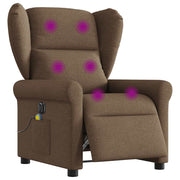 Electric adjustable massage chair, brown fabric