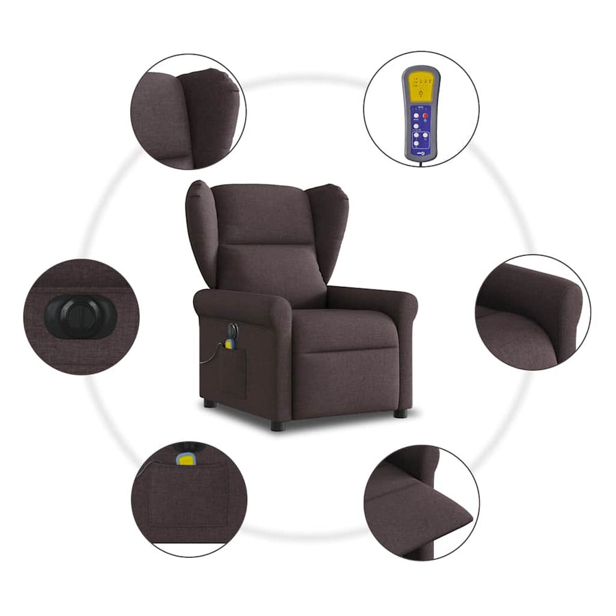 Massagestoel elektrisch verstelbaar stof donkerbruin