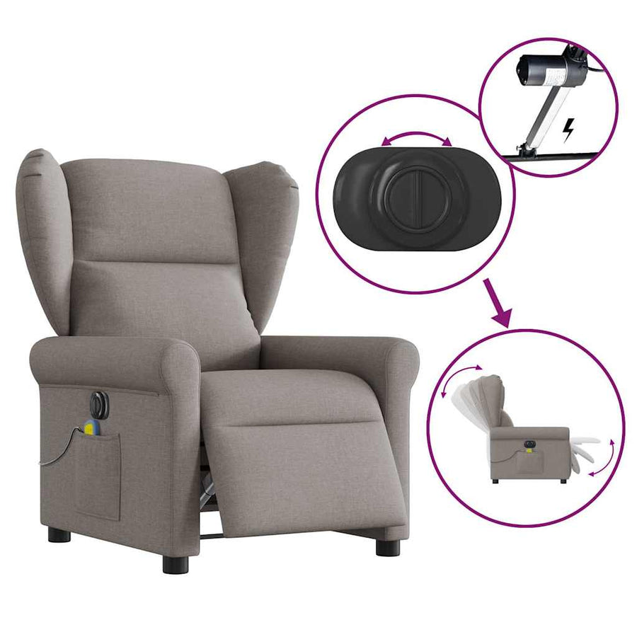 Massagestoel elektrisch verstelbaar stof taupe