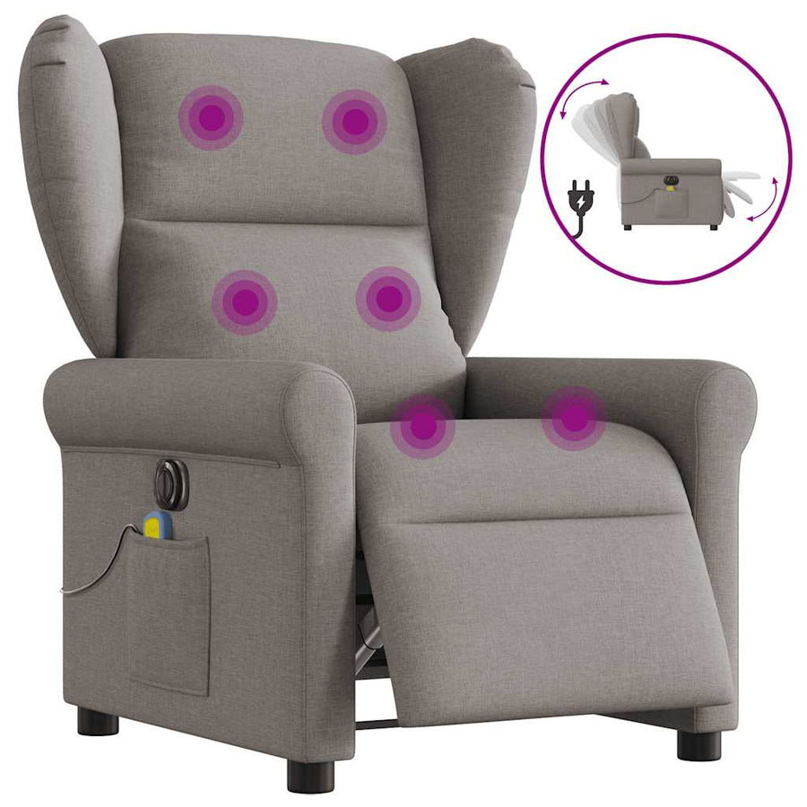 Massagestoel elektrisch verstelbaar stof taupe