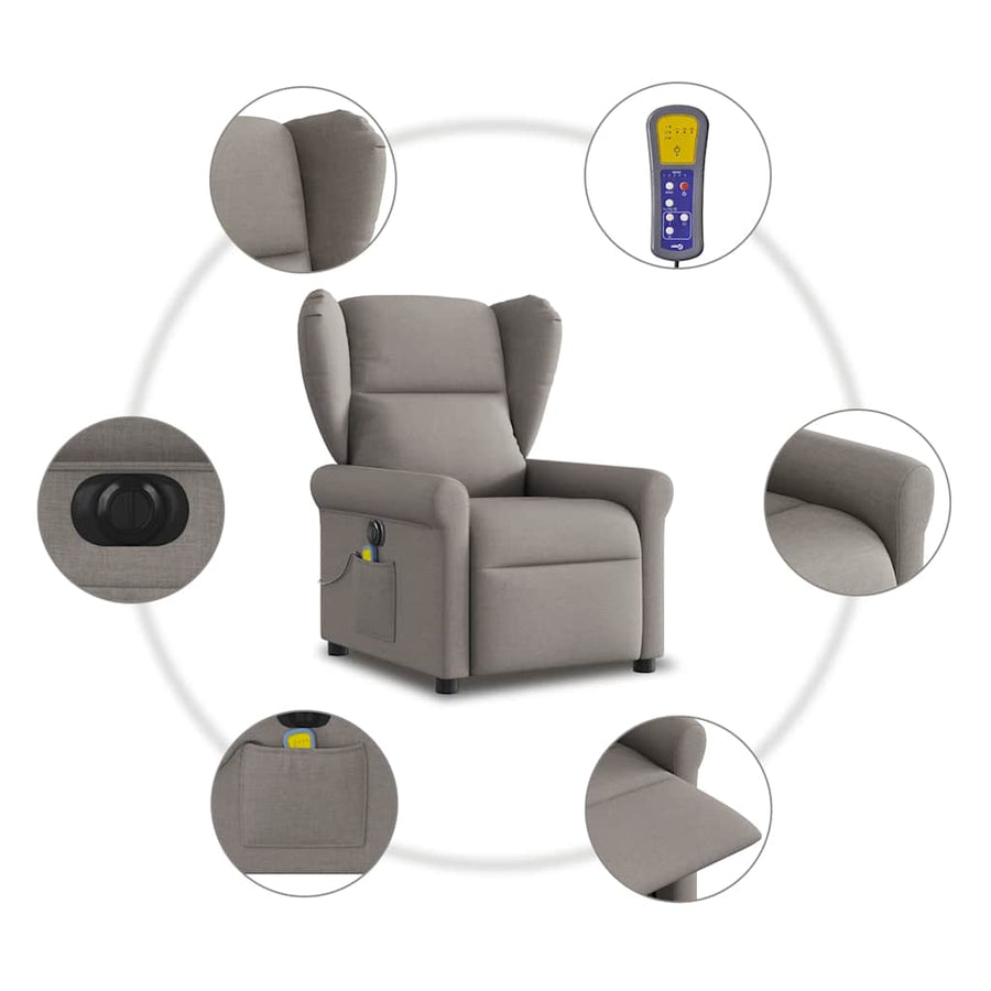 Massagestoel elektrisch verstelbaar stof taupe