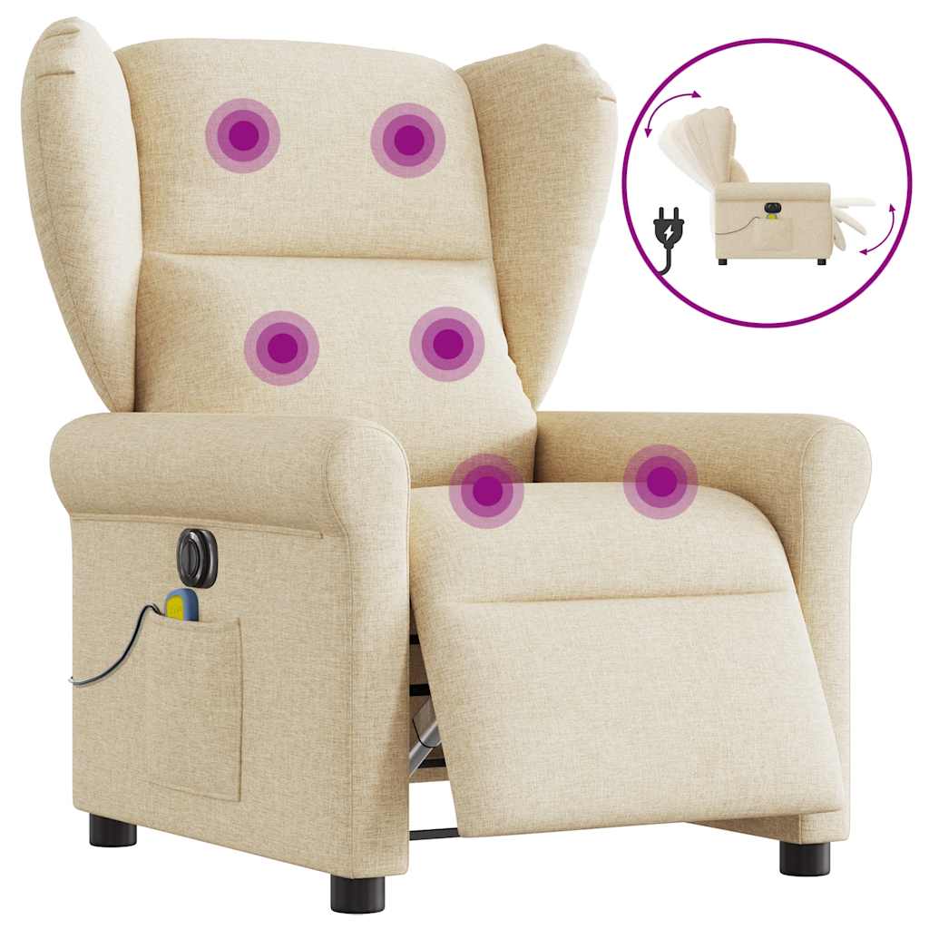 Massagestoel elektrisch verstelbaar stof crèmekleurig
