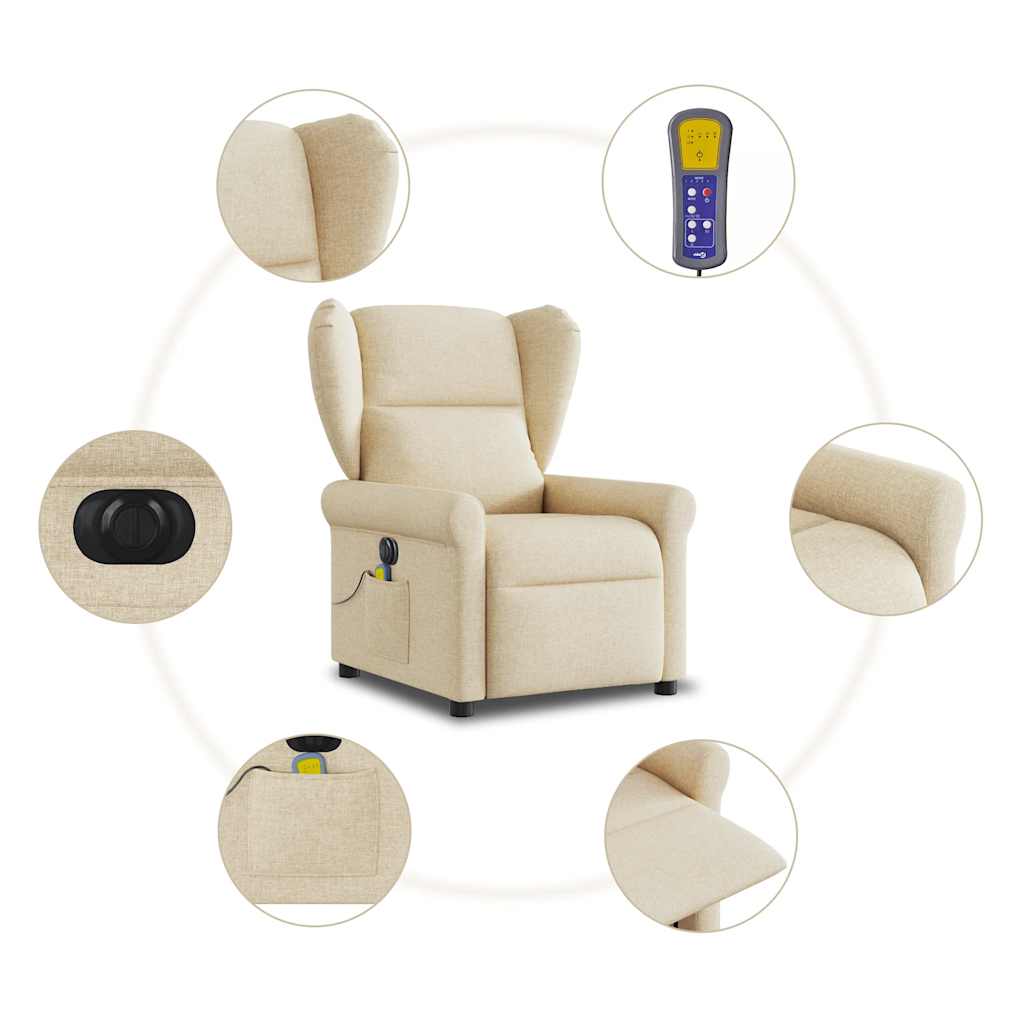 Massagestoel elektrisch verstelbaar stof crèmekleurig
