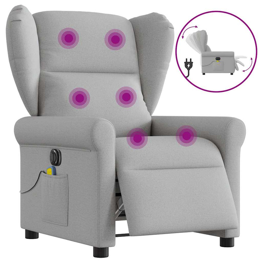 Massagestoel elektrisch verstelbaar stof wolk grijs