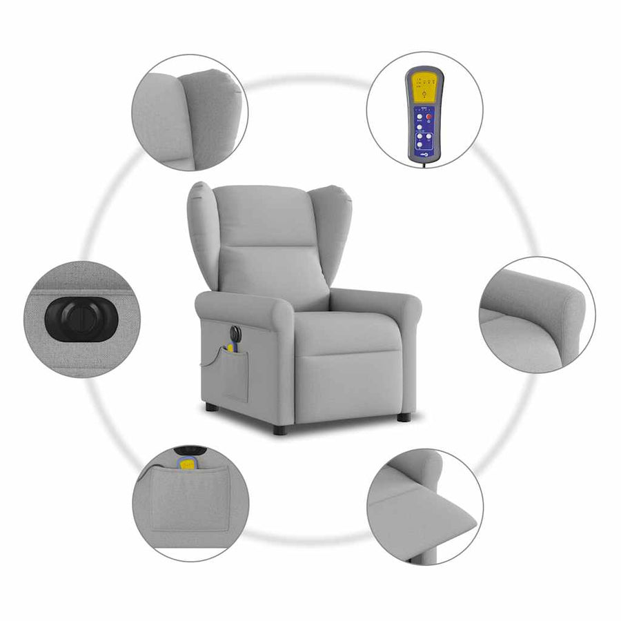 Massagestoel elektrisch verstelbaar stof wolk grijs