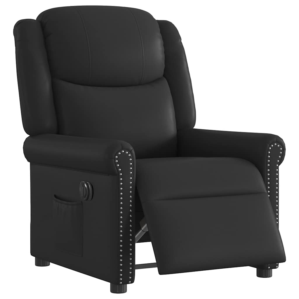 Fauteuil elektrisch verstelbaar kunstleer glanzend zwart