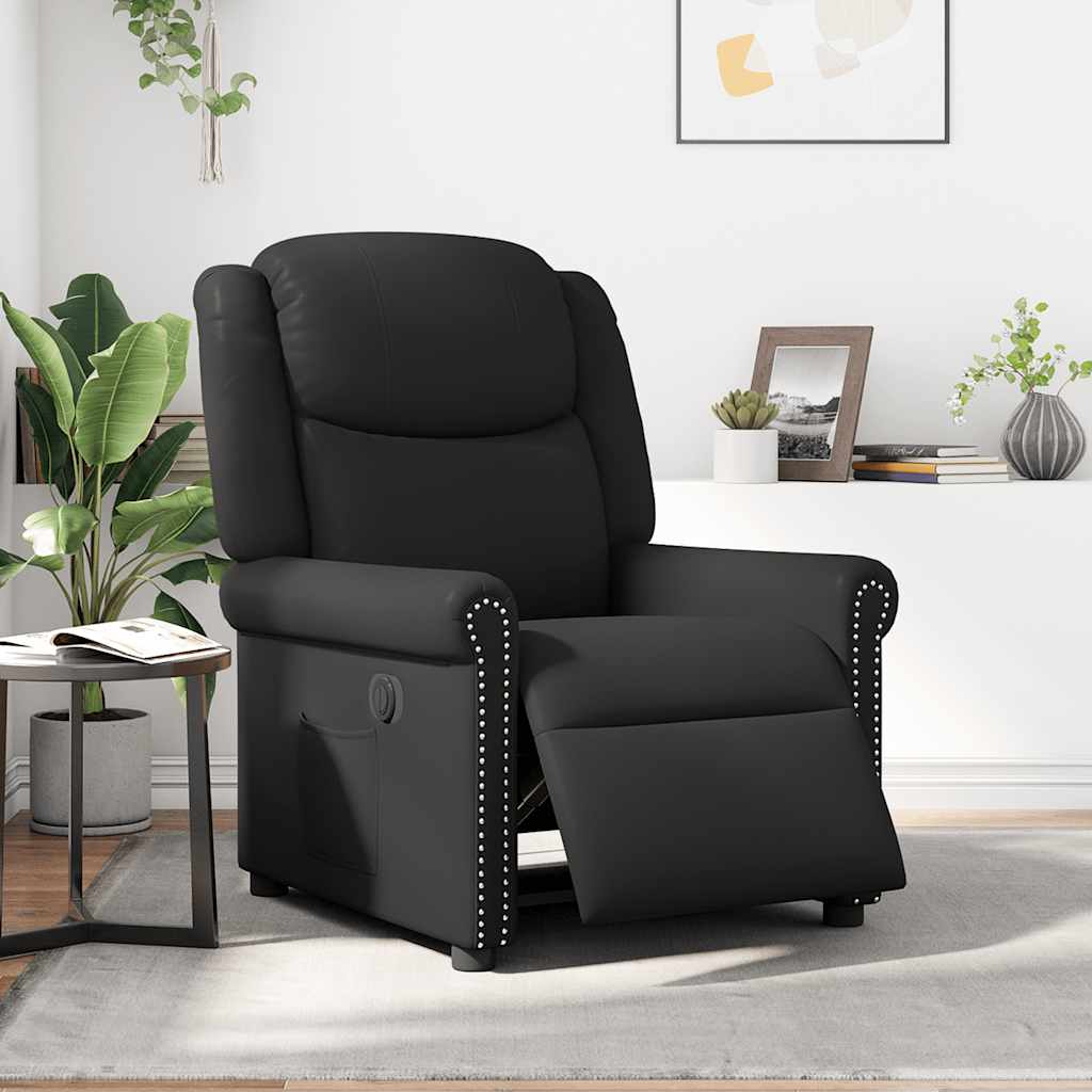 Fauteuil elektrisch verstelbaar kunstleer glanzend zwart