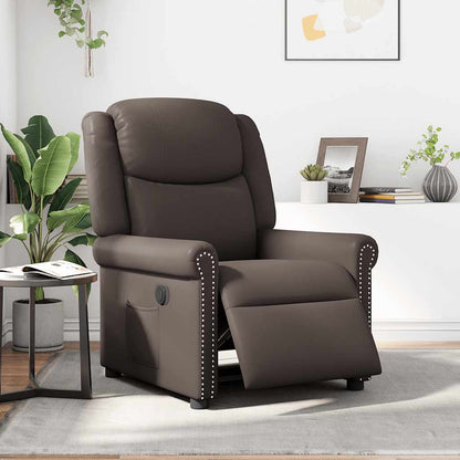 Fauteuil elektrisch verstelbaar kunstleer glanzend bruin