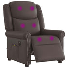 Massage chair electrically adjustable faux leather glossy brown